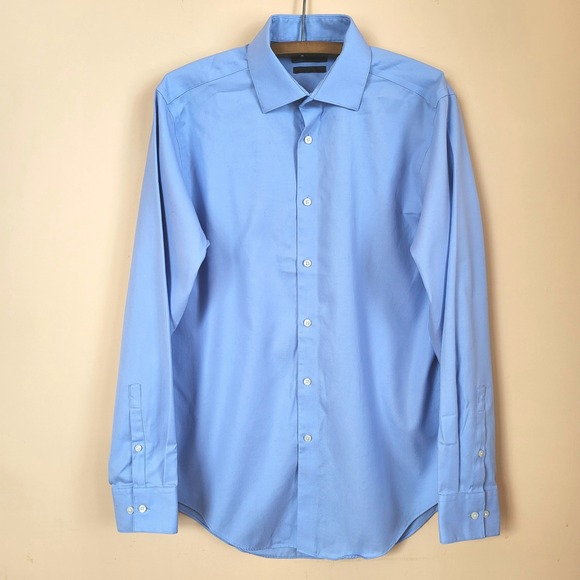 Calvin Klein light blue Dress Shirt ‎ | No Iron | 100% Cotton | Men M | Slim Fit - Picture 5 of 11